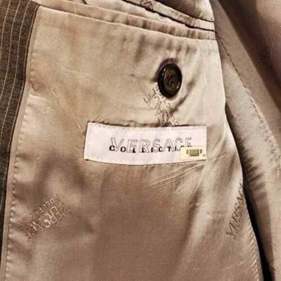 Versace WOOL Jacket Size 52  Gray w light Pinstripe Two Button Sport Coat Luxury - Picture 14 of 15